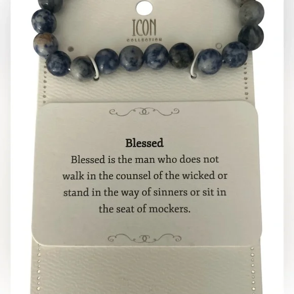 ICON Blue and Silver Beaded Bracelet - Picture 2 of 2
